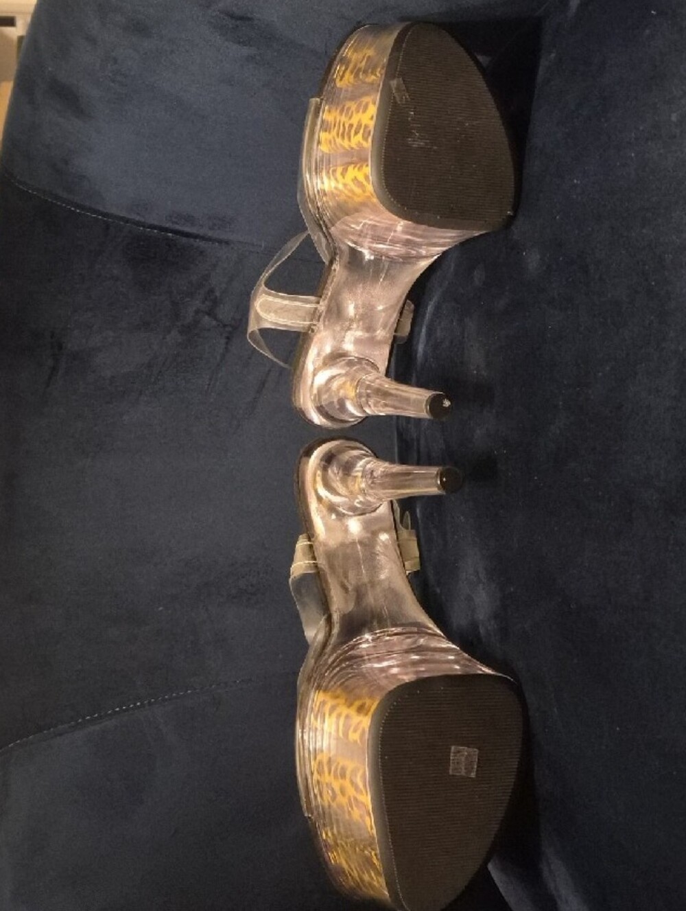 Leopard-Print Platform Heels with Clear Straps - Picture 5 of 7